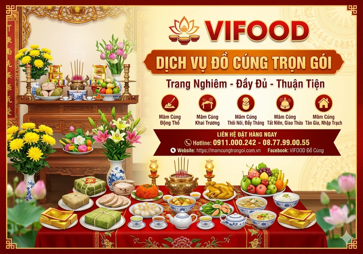 mâm cúng thôi nôi tại trà vinh